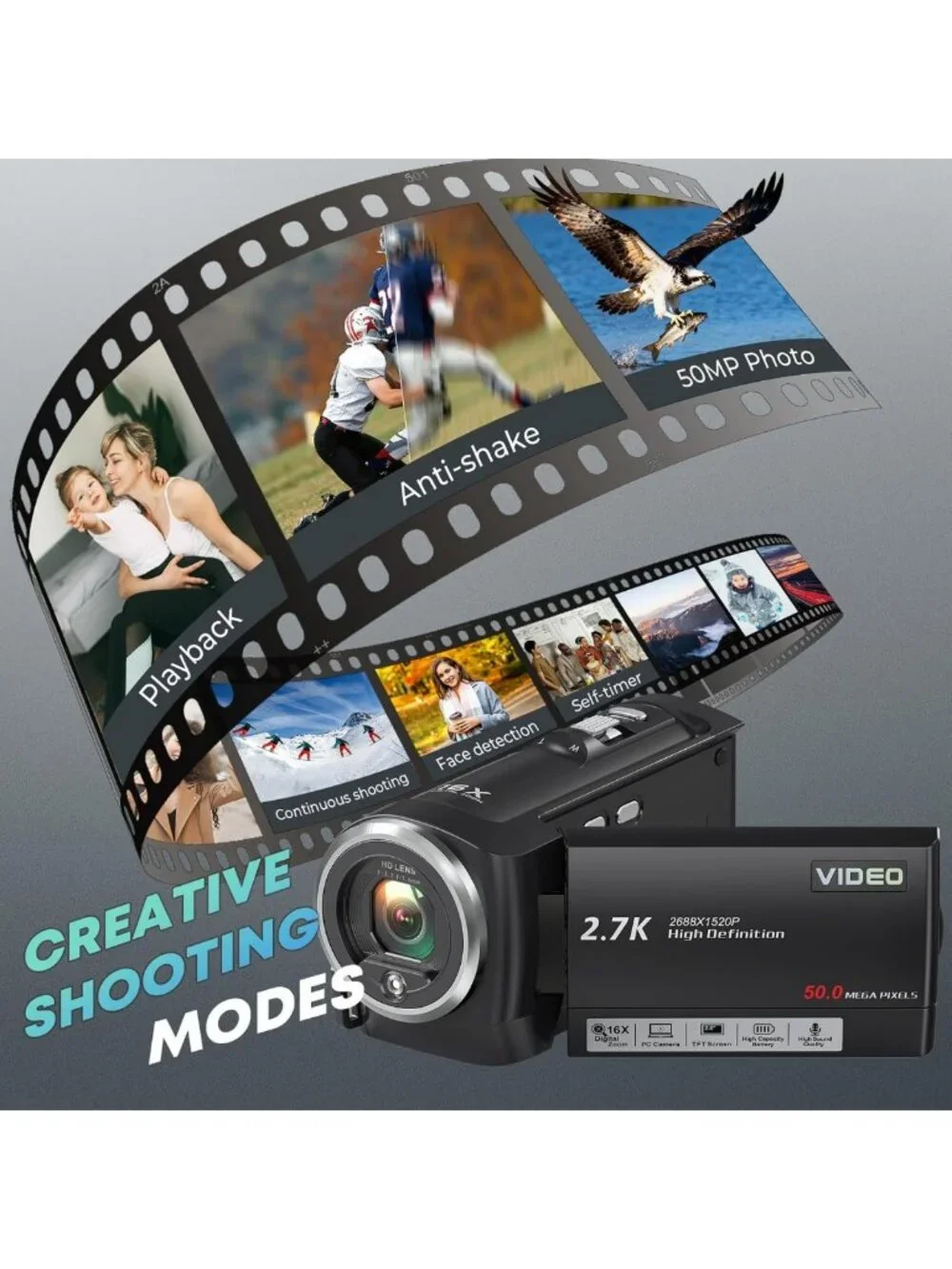 2.7K Video Camcorder QHD 56MP - Perfect for YouTube Vlogging & Streaming